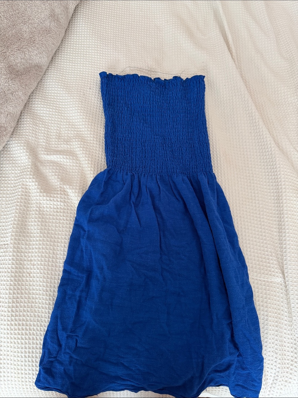 Royal Blue Smocked Tube Dress